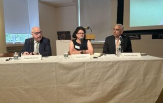 Edward Bickham, Susan Keane, and Paul Bateman in the panel on reducing the environmental impact of gold extraction